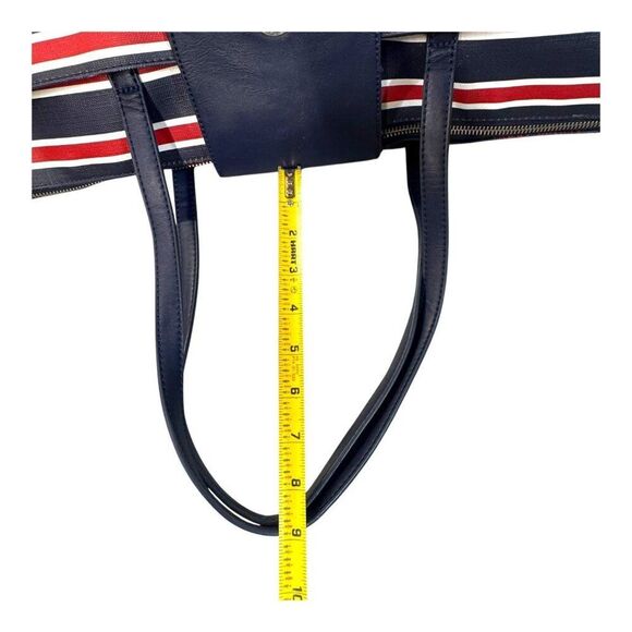 Tommy Hilfiger Patriotic Red White Blue Striped Tote Bag Zipper Top Handle READ - Picture 4 of 16